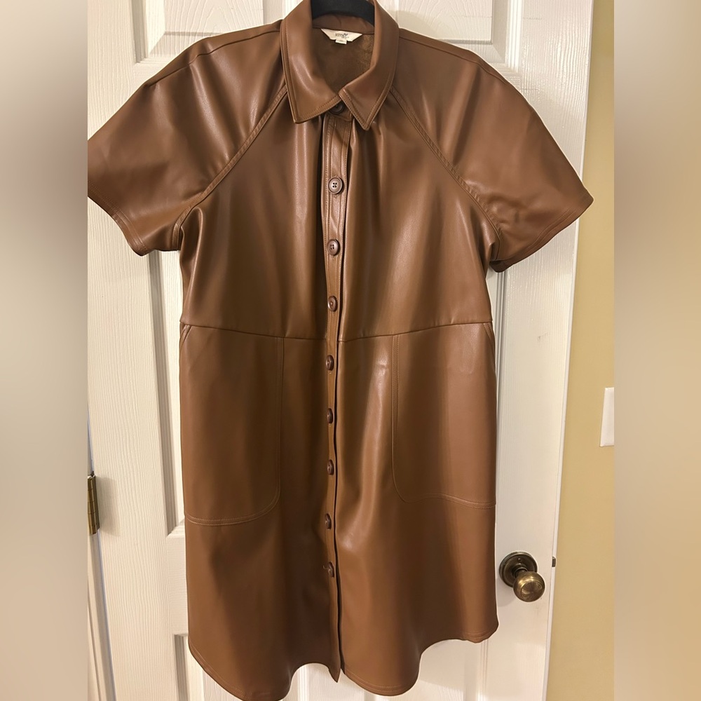 Vegan Leather Shirt Dress